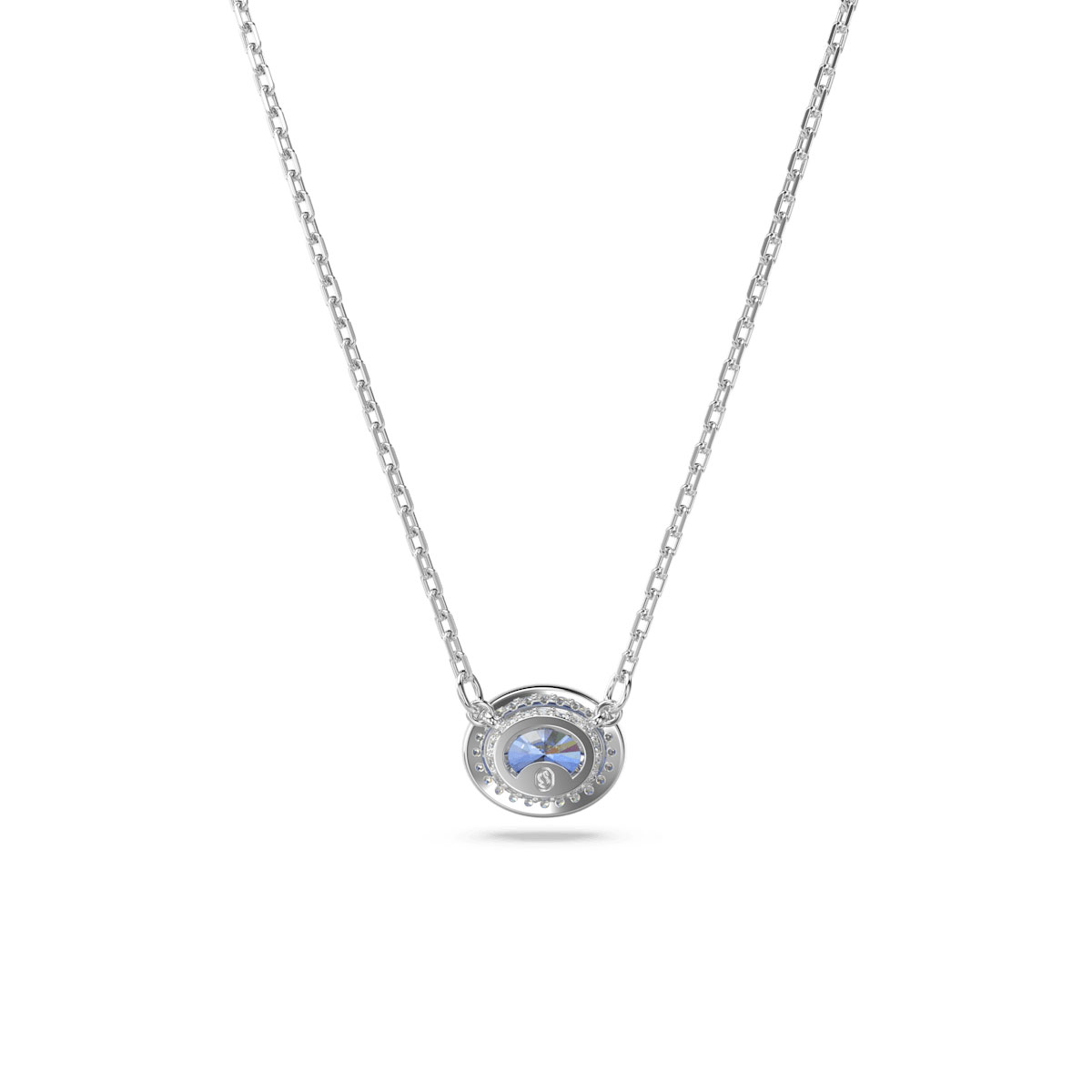 Swarovski Constella Oval Blue Crystal and Rhodium Pendant Necklace